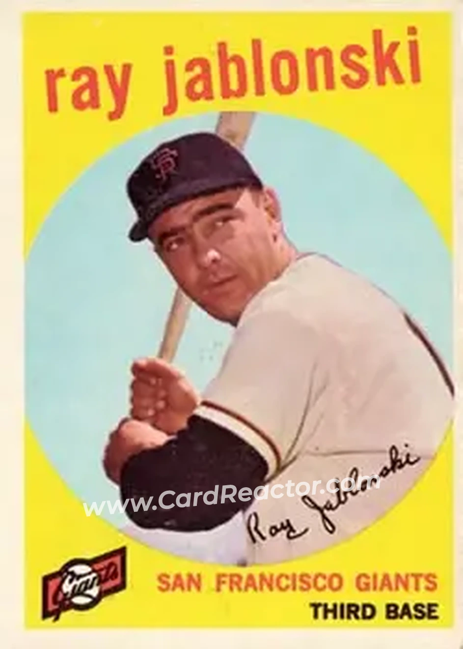 1959 Topps #342 - Ray Jablonski - San Francisco Giants - Front
