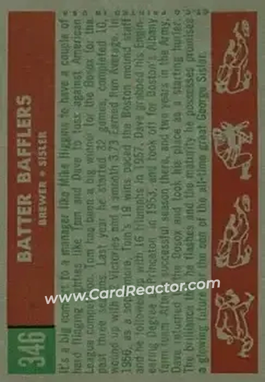 1959 Topps #346 - Card #346 - Boston Red Sox - Back