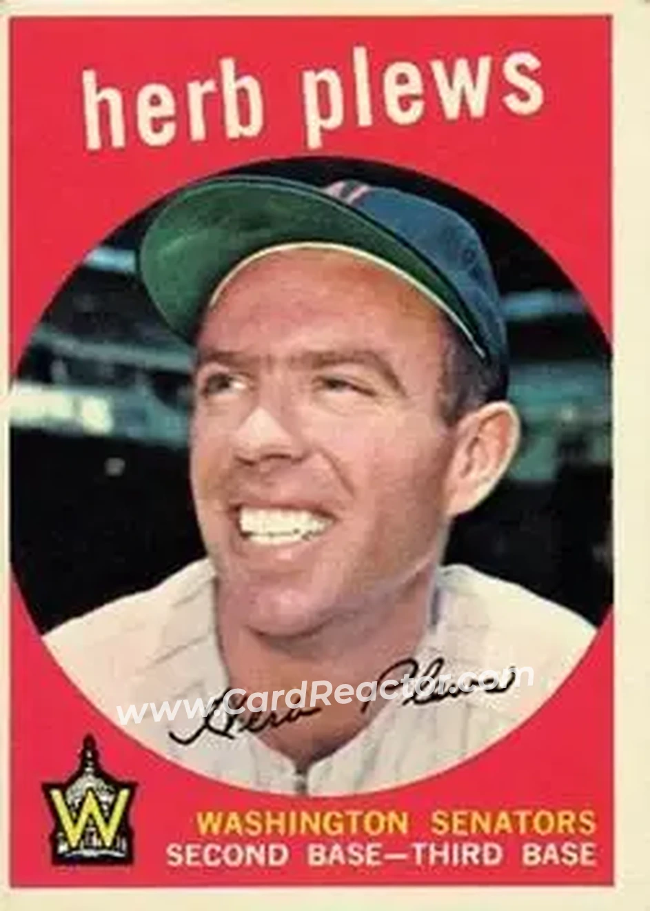 1959 Topps #373 - Herb Plews - Washington Senators - Front
