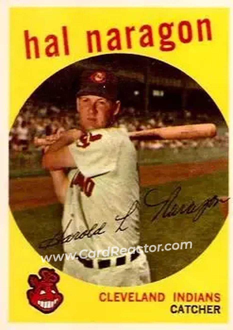 1959 Topps #376 - Hal Naragon - Cleveland Indians - Front