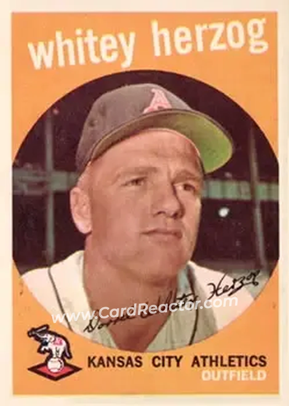 1959 Topps #392 - Whitey Herzog - Kansas City Athletics - Front