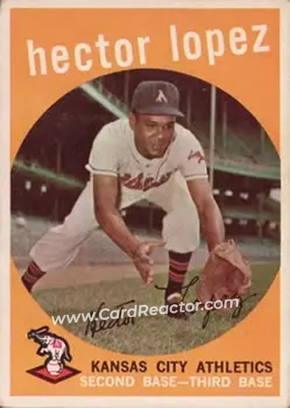 1959 Topps #402 - Hector Lopez - Kansas City Athletics - Front 1959 Topps #402 - Hector Lopez - Kansas City Athletics - Front