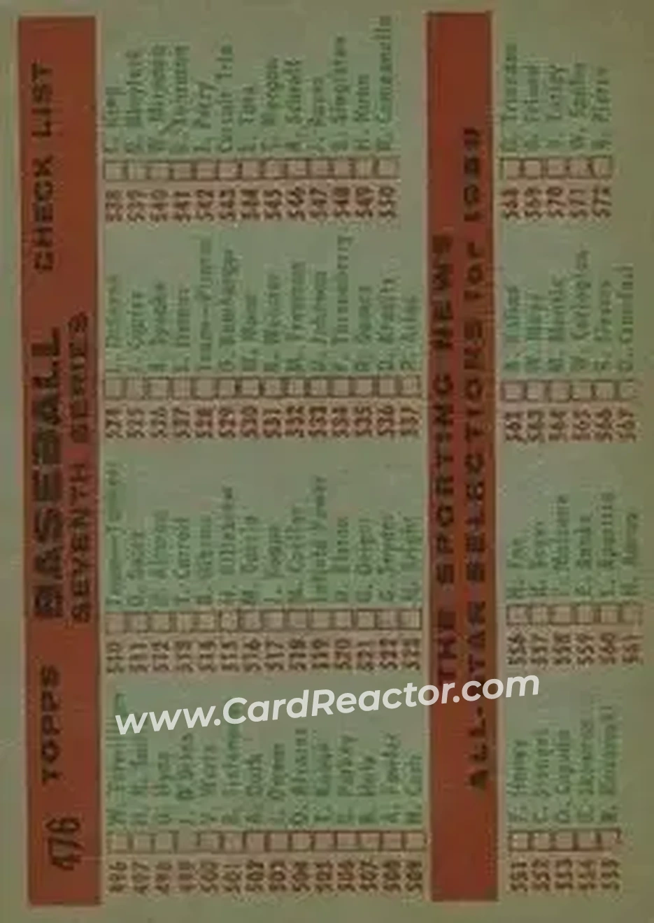 1959 Topps #476 - Card #476 - Cleveland Indians - Back 1959 Topps #476 - Card #476 - Cleveland Indians - Back