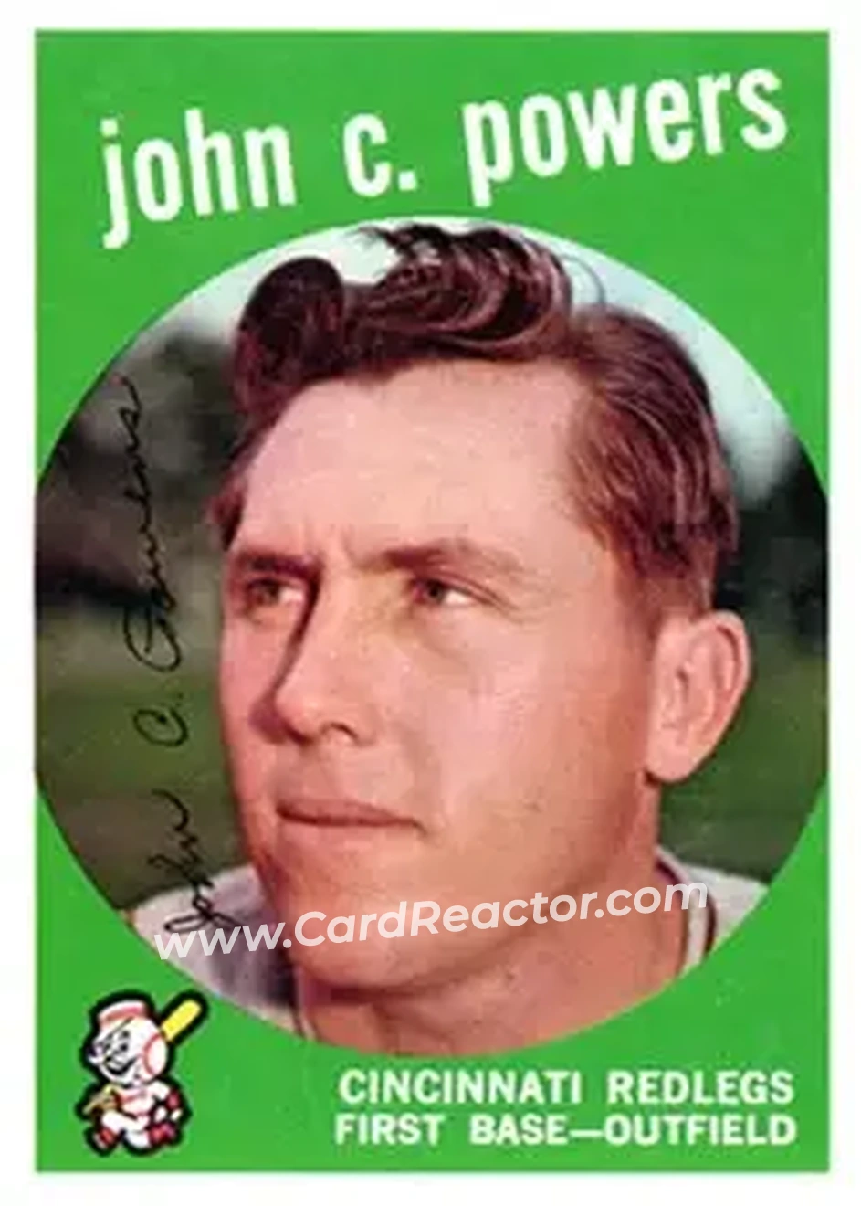1959 Topps #489 - John Powers - Cincinnati Redlegs - Front