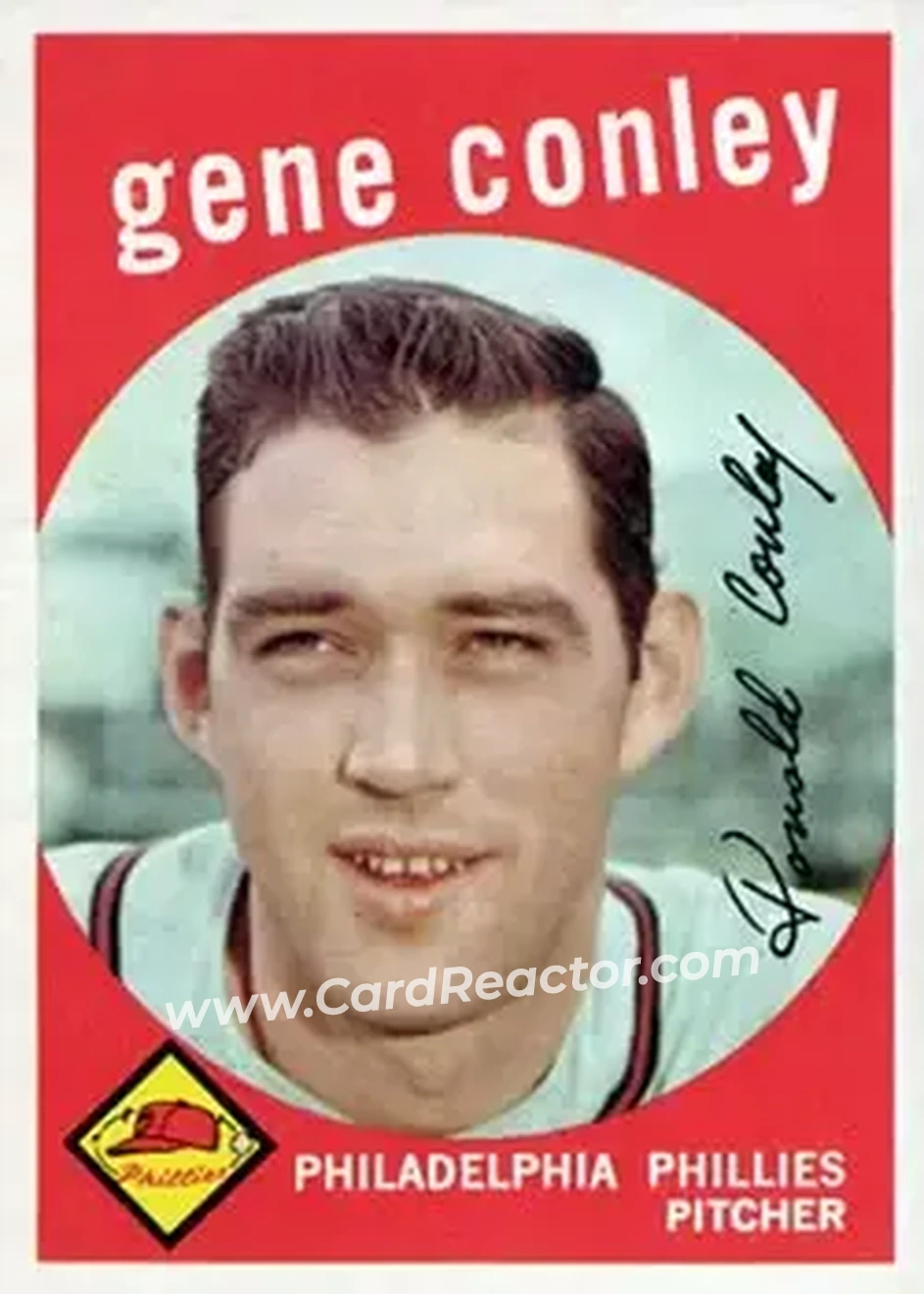 1959 Topps #492 - Gene Conley - Philadelphia Phillies - Front 1959 Topps #492 - Gene Conley - Philadelphia Phillies - Front