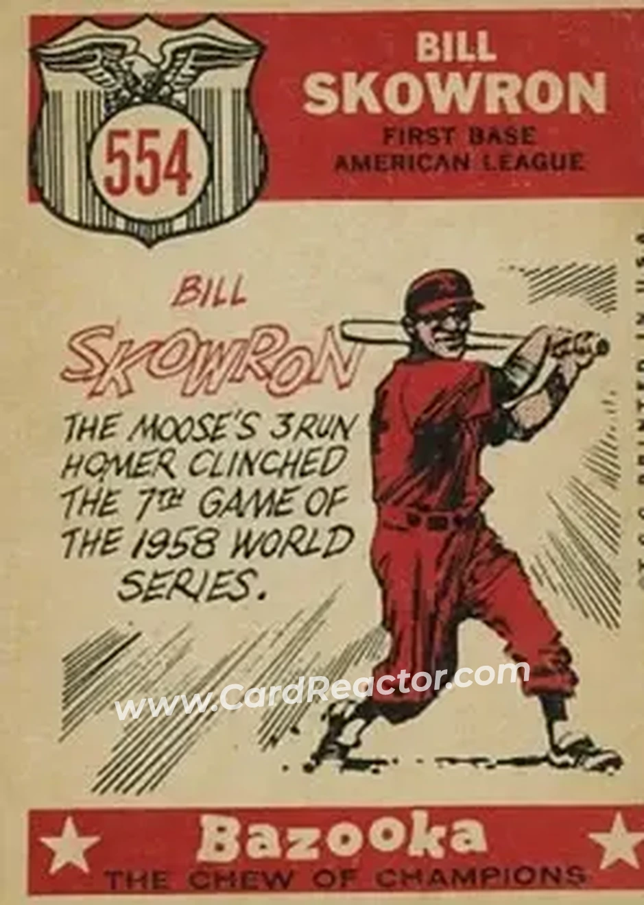 1959 Topps #554 - Bill Skowron - New York Yankees - Back 1959 Topps #554 - Bill Skowron - New York Yankees - Back