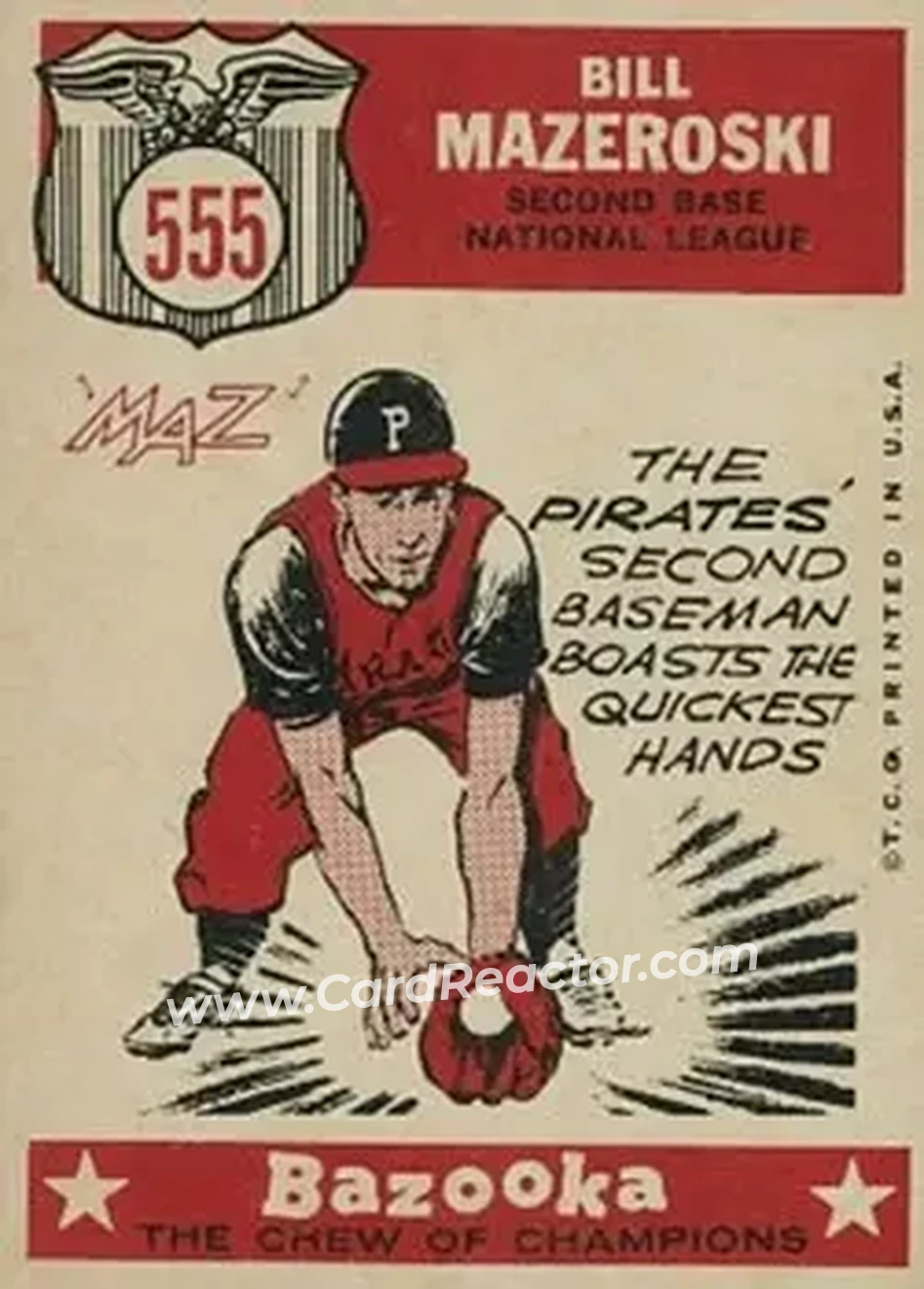 1959 Topps #555 - Bill Mazeroski - Pittsburgh Pirates - Back 1959 Topps #555 - Bill Mazeroski - Pittsburgh Pirates - Back