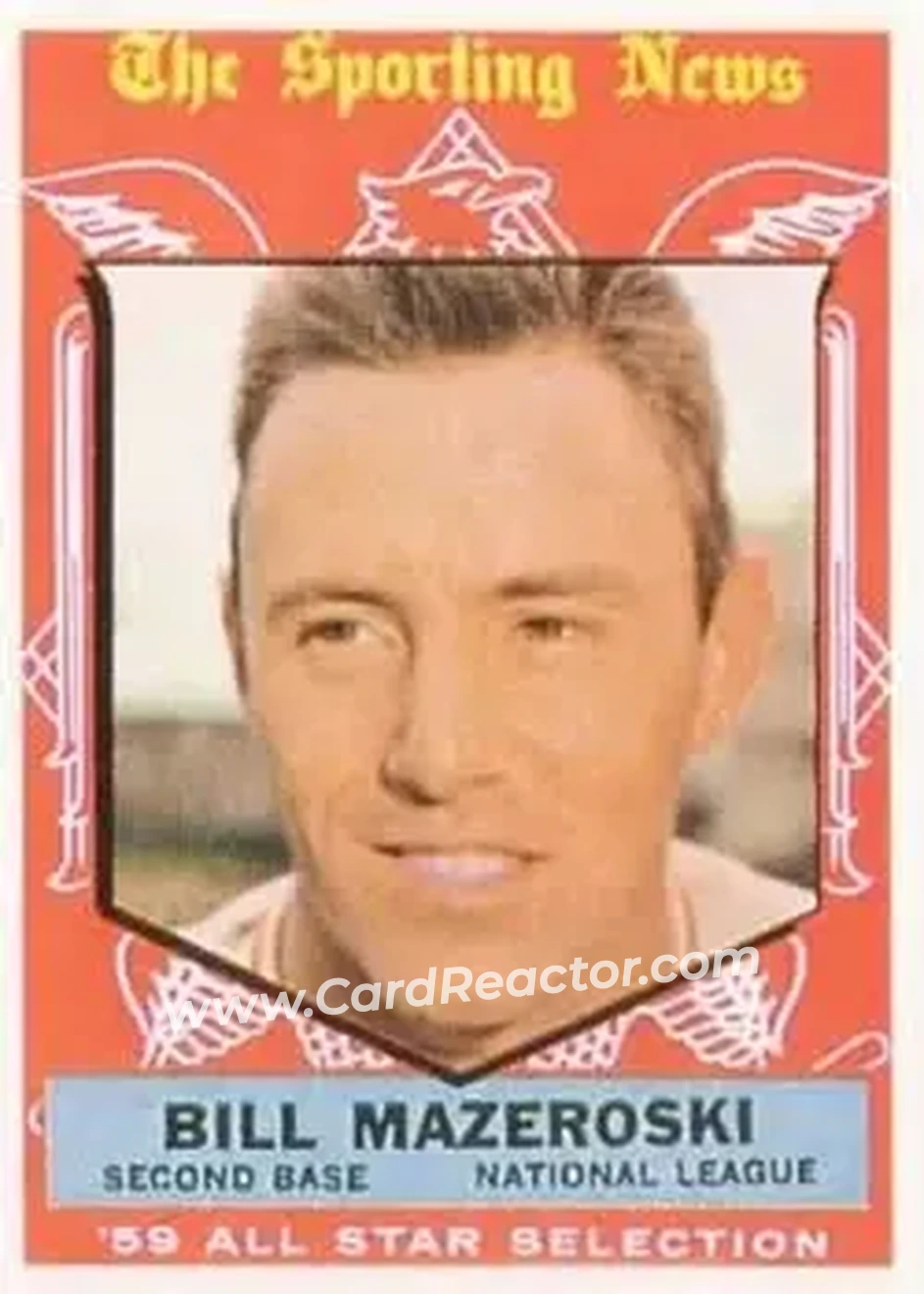 1959 Topps #555 - Bill Mazeroski - Pittsburgh Pirates - Front 1959 Topps #555 - Bill Mazeroski - Pittsburgh Pirates - Front