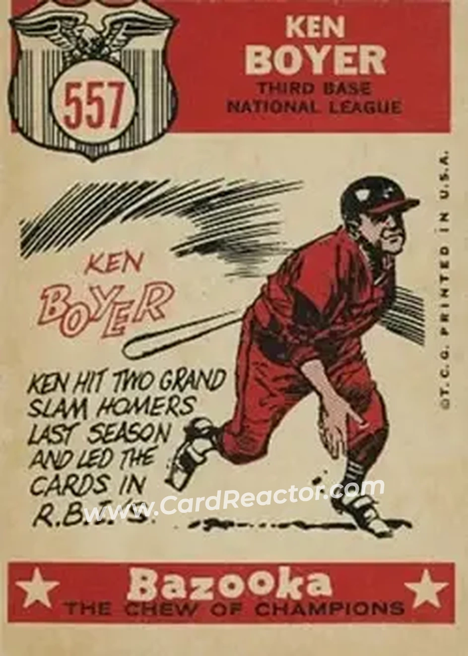 1959 Topps #557 - Ken Boyer - St. Louis Cardinals - Back