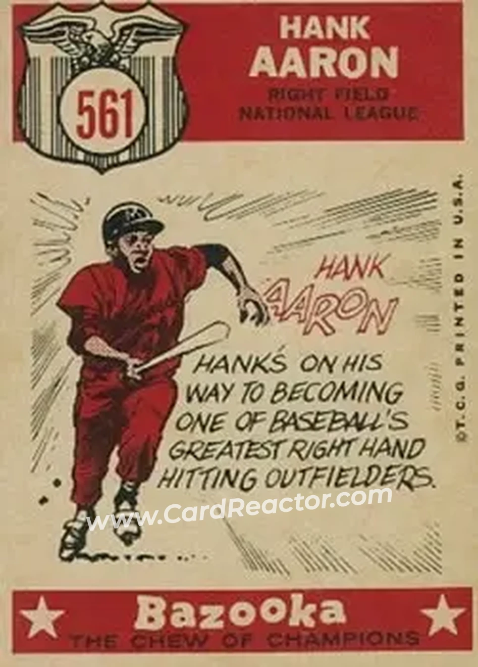 1959 Topps #561 - Hank Aaron - Milwaukee Braves - Back 1959 Topps #561 - Hank Aaron - Milwaukee Braves - Back