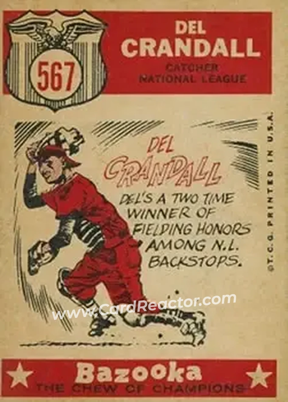 1959 Topps #567 - Del Crandall - Milwaukee Braves - Back 1959 Topps #567 - Del Crandall - Milwaukee Braves - Back
