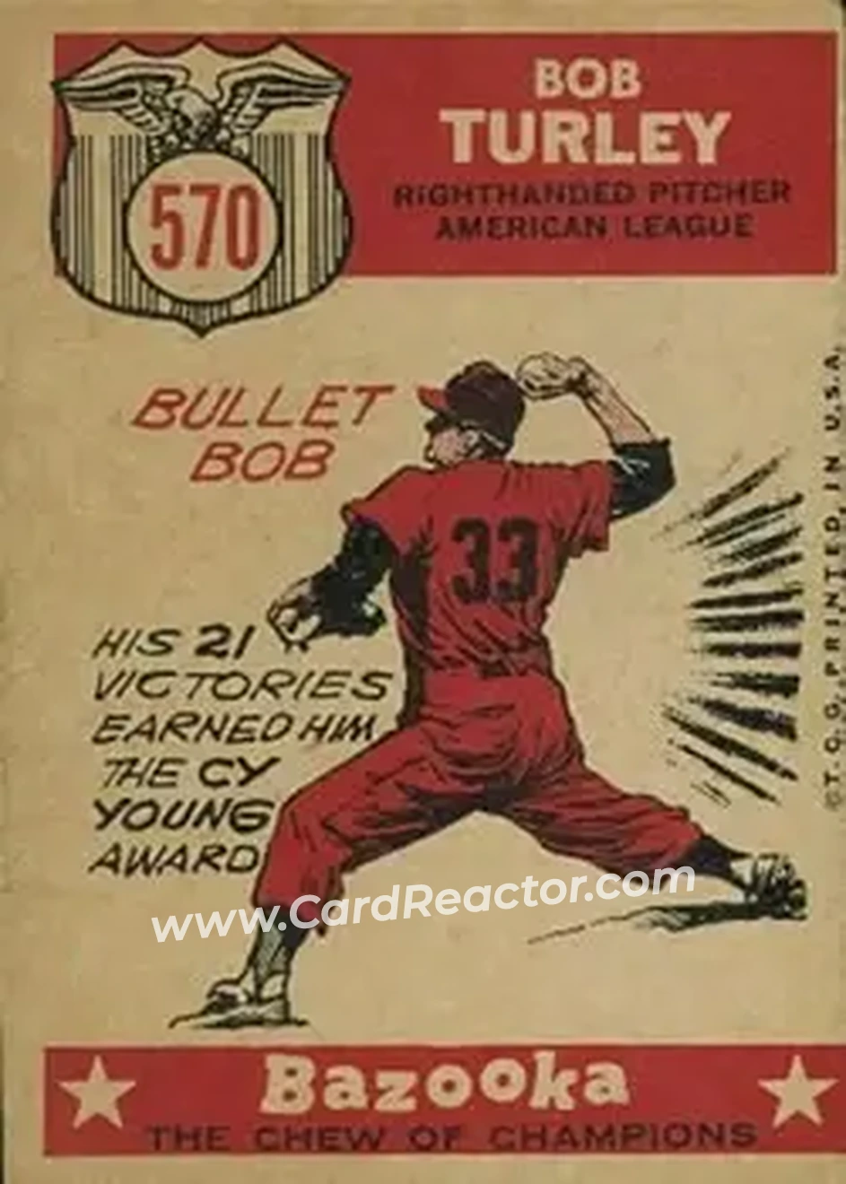 1959 Topps #570 - Bob Turley - New York Yankees - Back 1959 Topps #570 - Bob Turley - New York Yankees - Back
