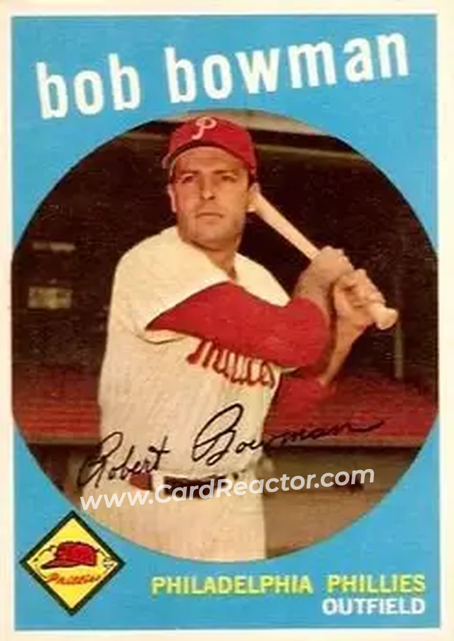 1959 Topps #221 - Bob Bowman - Philadelphia Phillies - Front 1959 Topps #221 - Bob Bowman - Philadelphia Phillies - Front