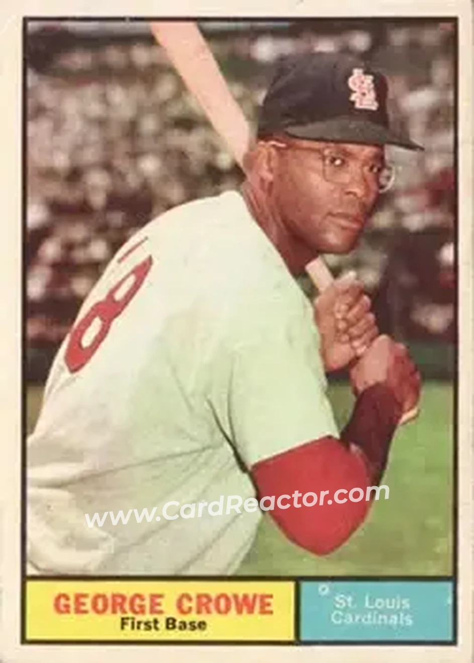 1961 Topps #52 - George Crowe - St. Louis Cardinals - Front 1961 Topps #52 - George Crowe - St. Louis Cardinals - Front