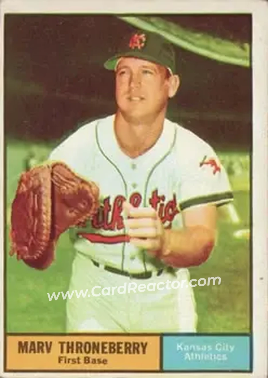 1961 Topps #57 - Marv Throneberry - Kansas City Athletics - Front