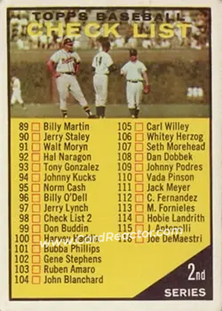 1961 Topps #98b - Checklist: 89 176 - Front