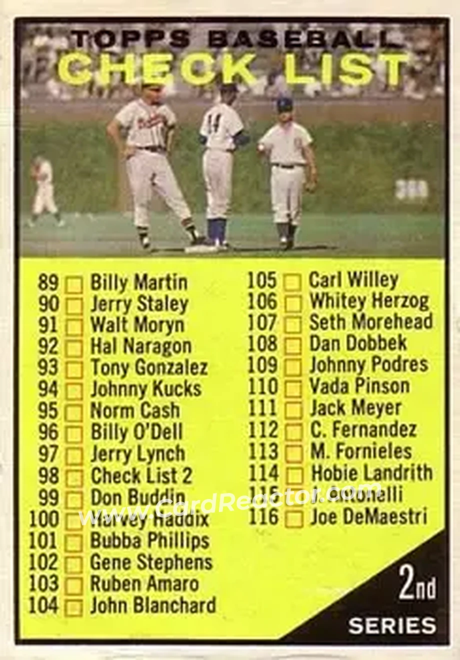 1961 Topps #98c - Checklist: 89 176 - Front