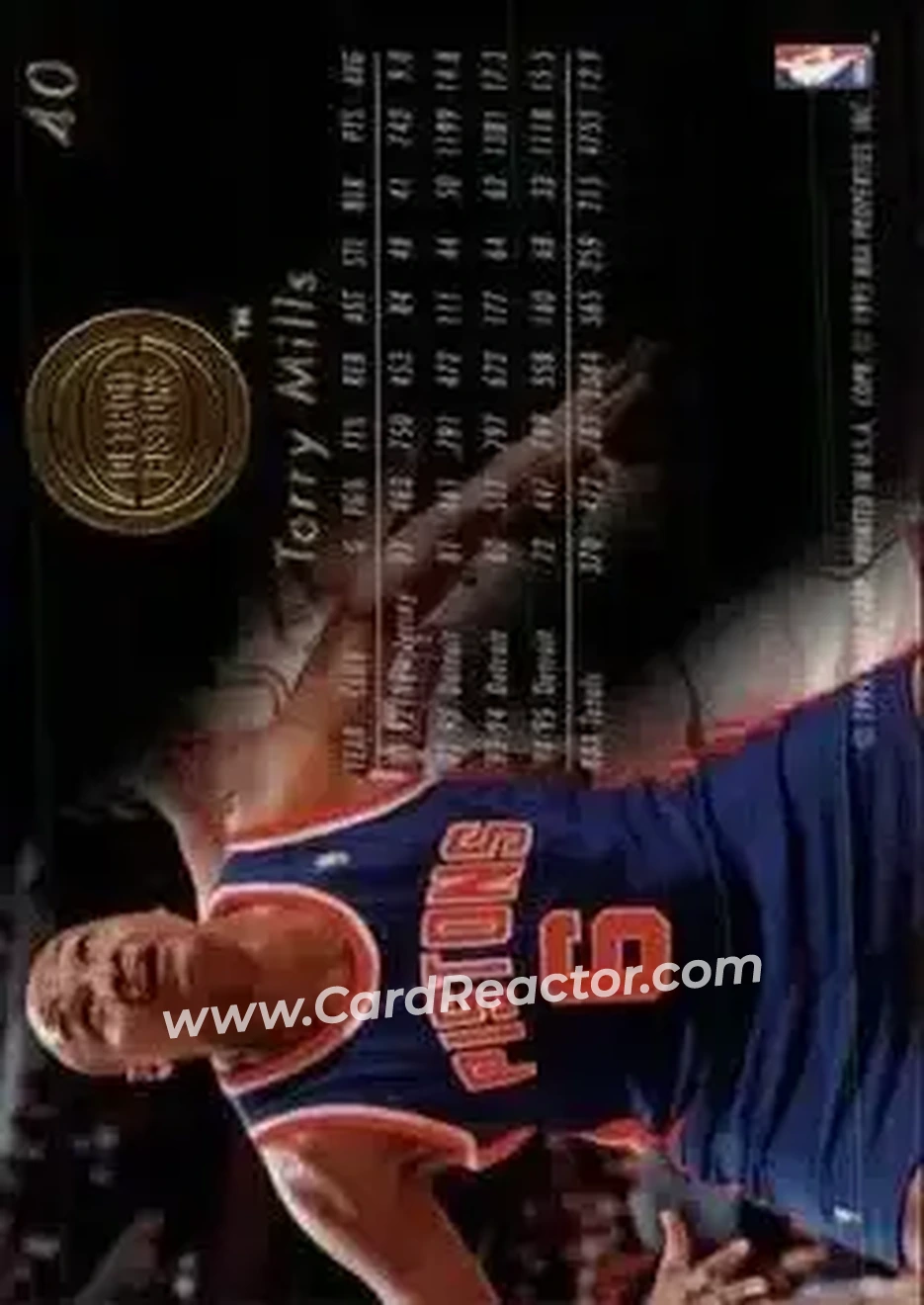1995-96 Flair #40 - Terry Mills - Detroit Pistons - Back