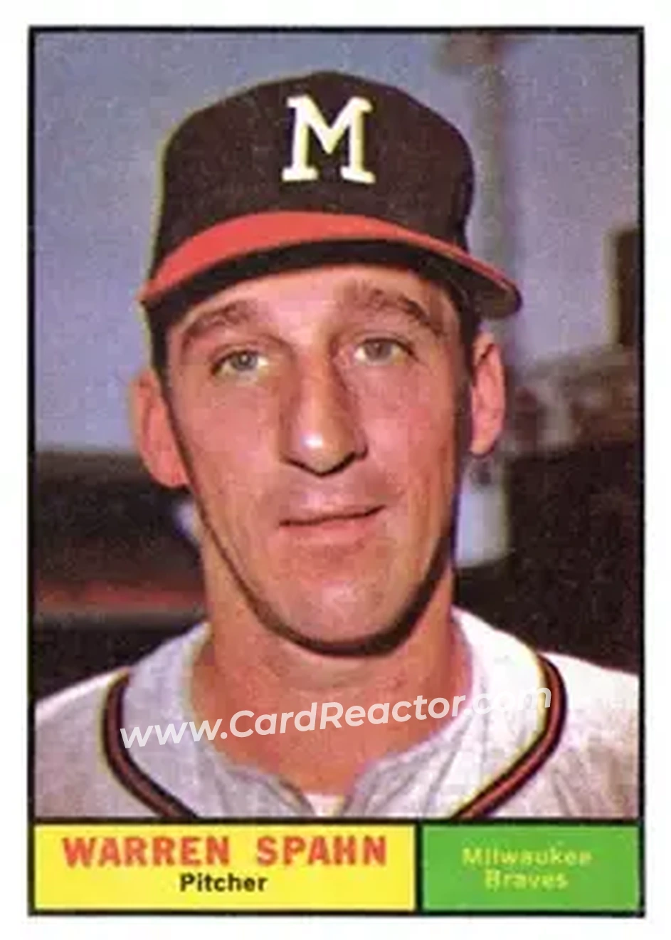 1961 Topps #200 - Warren Spahn - Milwaukee Braves - Front