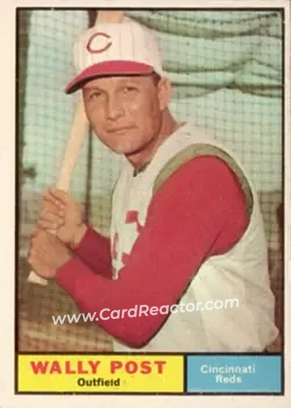 1961 Topps #378 - Wally Post - Cincinnati Reds - Front