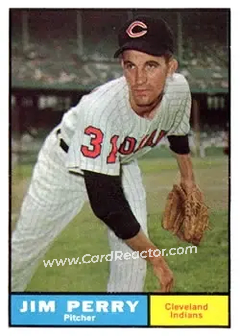1961 Topps #385 - Jim Perry - Cleveland Indians - Front