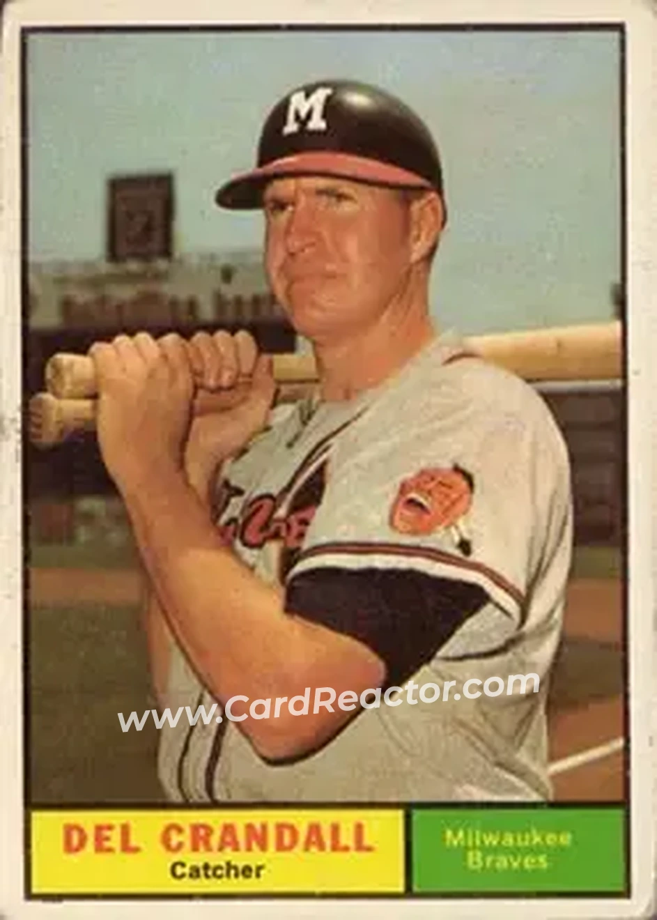 1961 Topps #390 - Del Crandall - Milwaukee Braves - Front 1961 Topps #390 - Del Crandall - Milwaukee Braves - Front