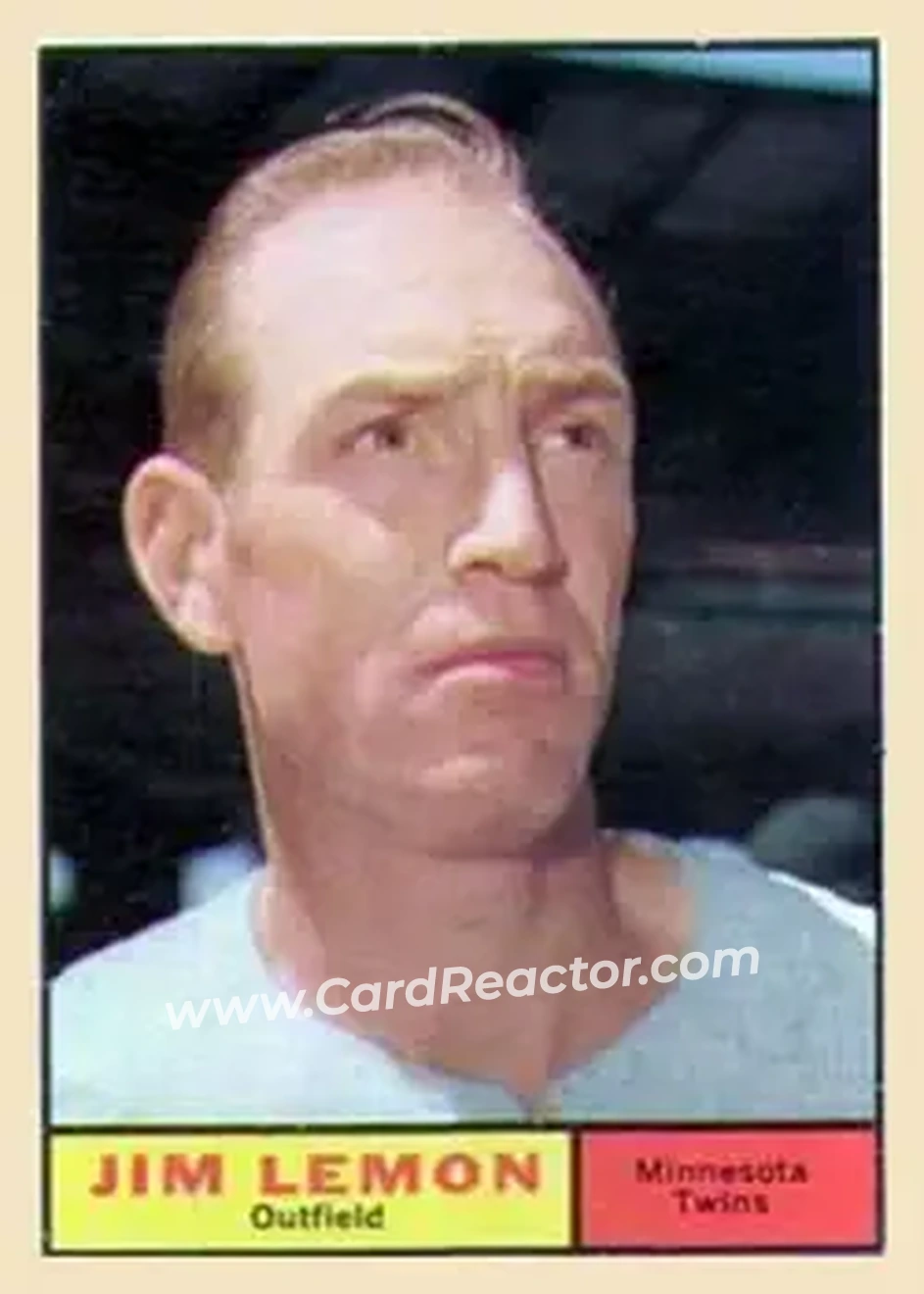 1961 Topps #450 - Jim Lemon - Minnesota Twins - Front 1961 Topps #450 - Jim Lemon - Minnesota Twins - Front