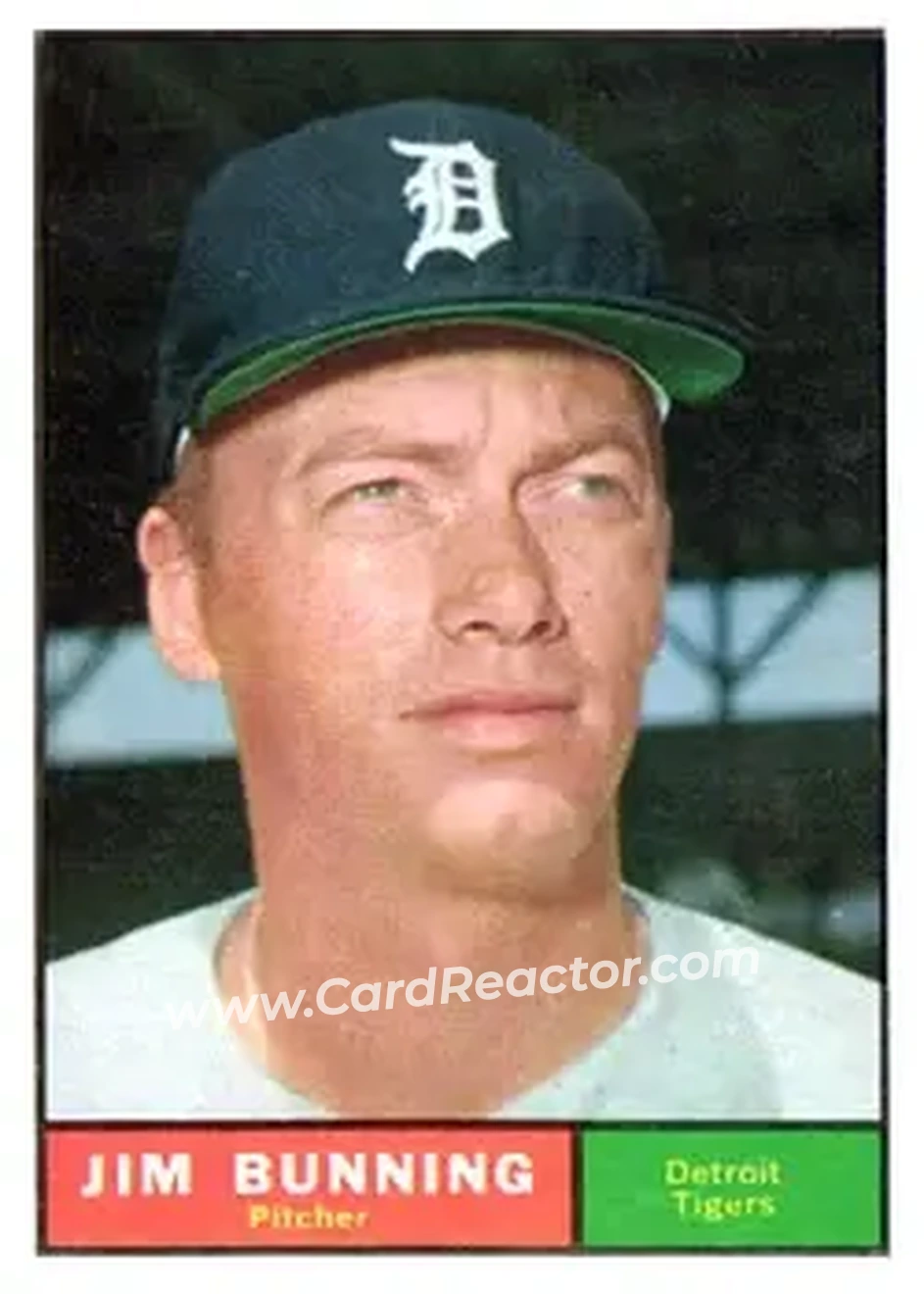 1961 Topps #490 - Jim Bunning - Detroit Tigers - Front 1961 Topps #490 - Jim Bunning - Detroit Tigers - Front