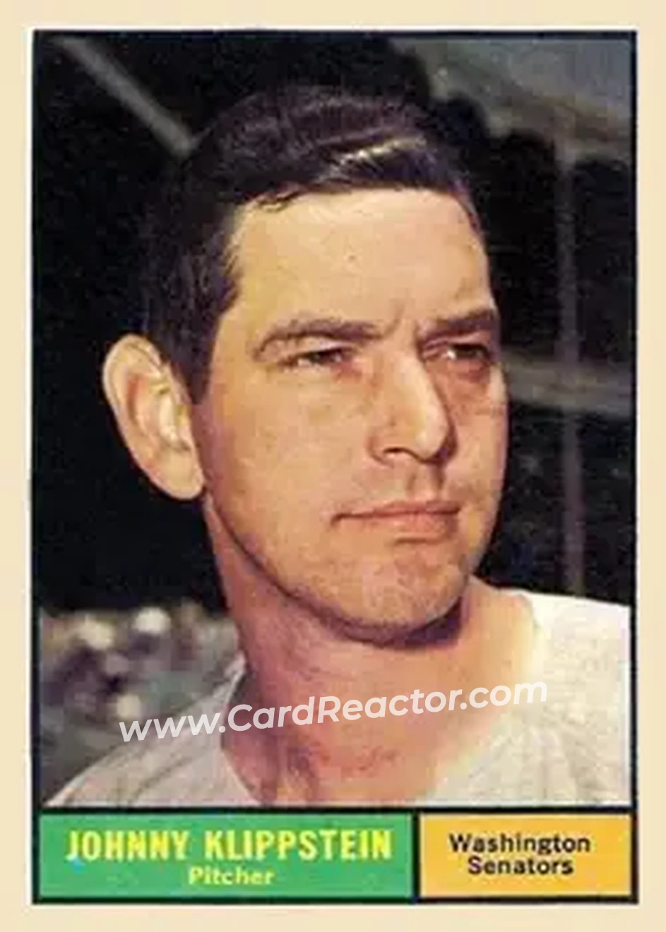 1961 Topps #539 - Johnny Klippstein - Washington Senators - Front
