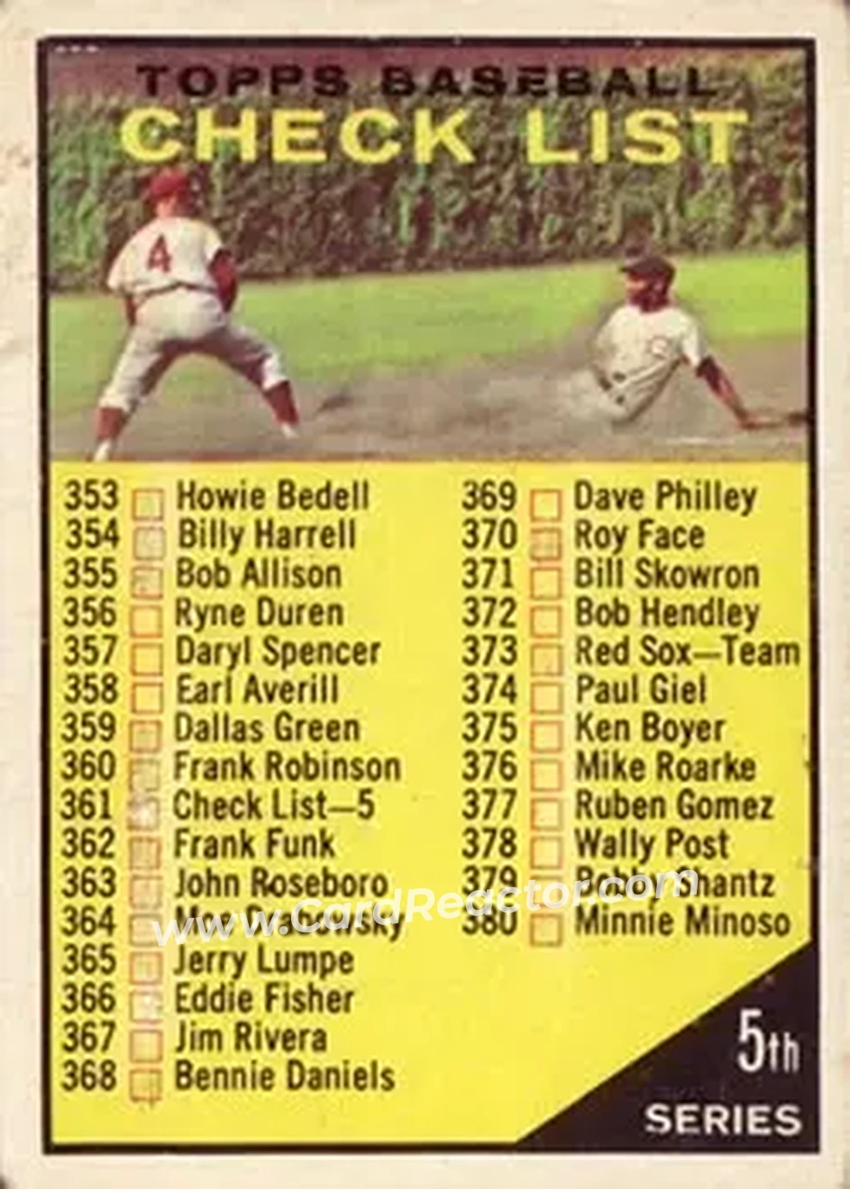 1961 Topps #361 - Card #361 - Front 1961 Topps #361 - Card #361 - Front