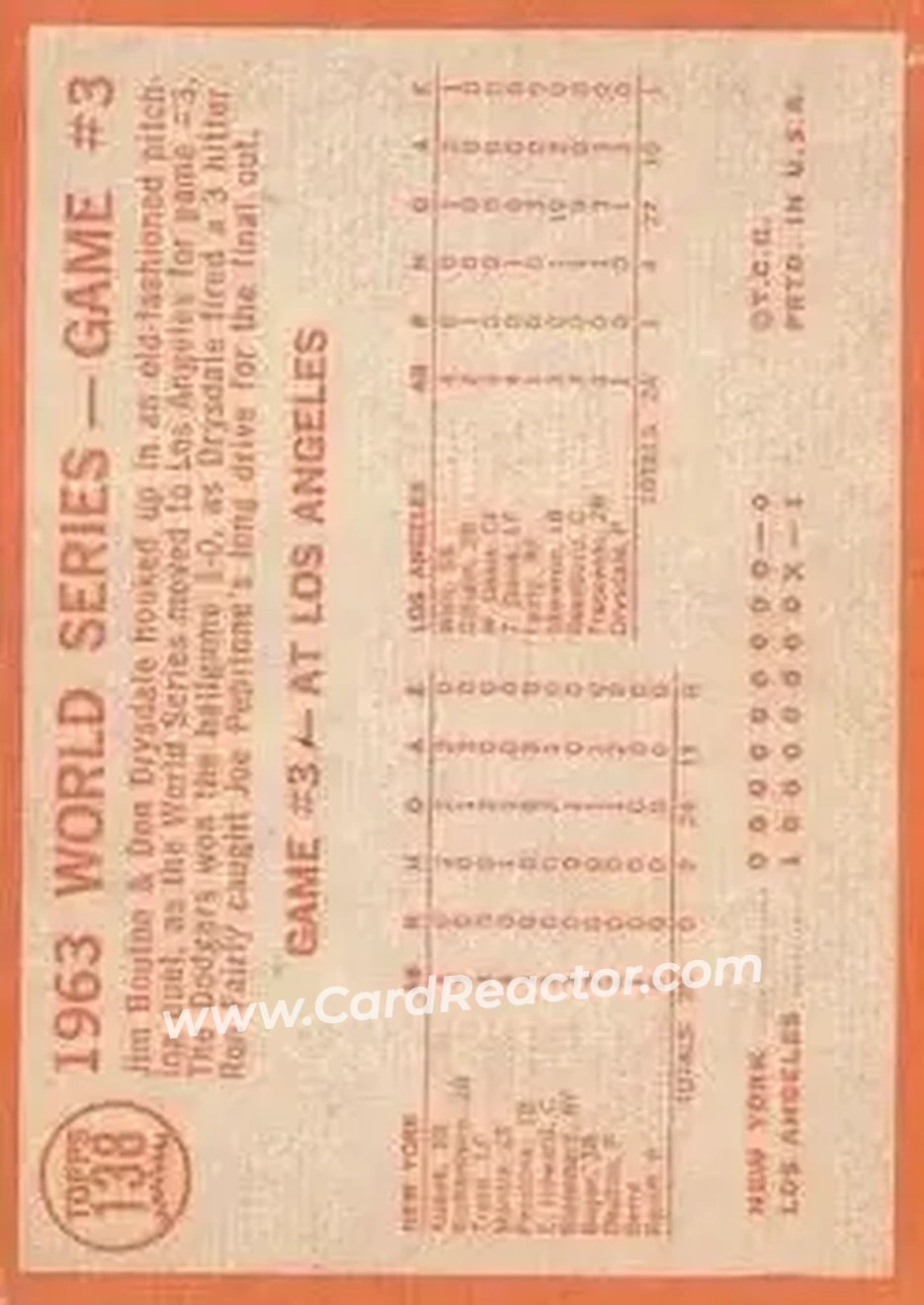 1964 Topps #138 - Card 138 - Los Angeles Dodgers - Back