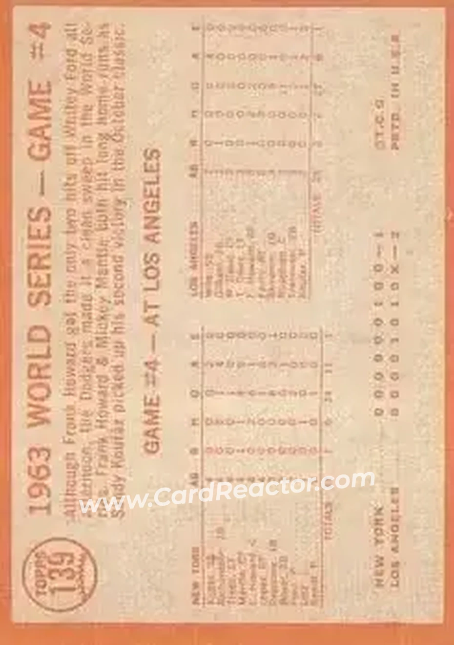 1964 Topps #139 - Card 139 - Back