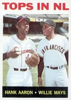 1964 Topps #423 - Hank Aaron & Willie Mays - Milwaukee Braves, San Francisco Giants
