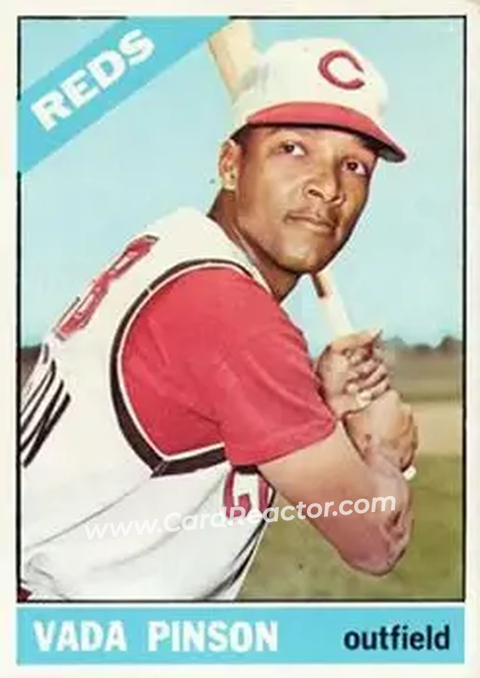 1966 Topps #180 - Vada Pinson - Cincinnati Reds - Front