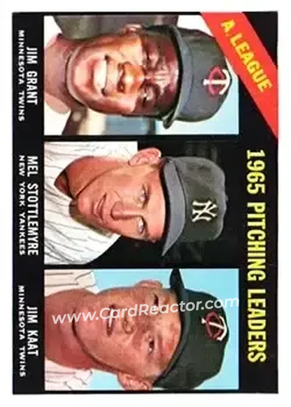 1966 Topps #224 - Jim Grant & Jim Kaat & Mel Stottlemyre - Minnesota Twins, New York Yankees