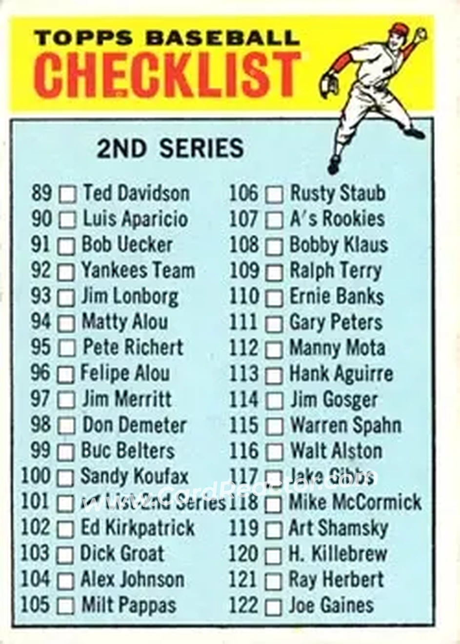 1966 Topps #101 - Card #101 - Front