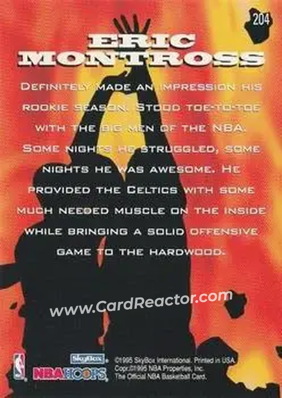 1995-96 Hoops #204 - Eric Montross - Boston Celtics - Back