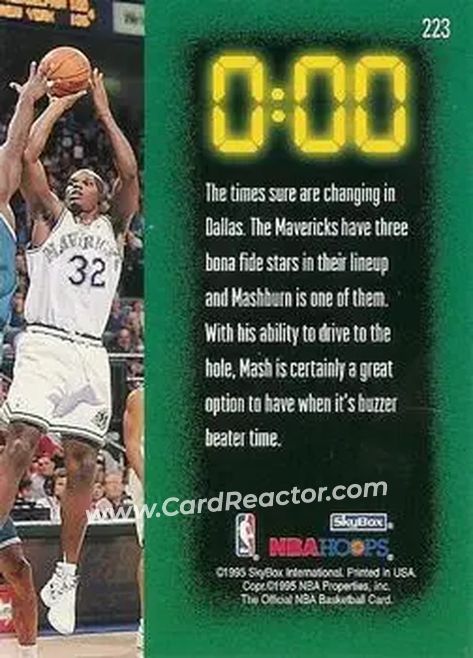 1995-96 Hoops #223 - Jamal Mashburn - Dallas Mavericks - Back