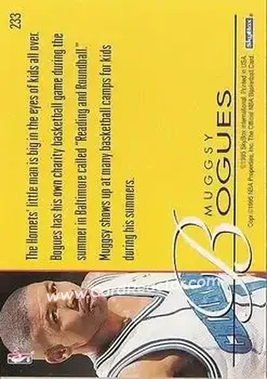 1995-96 Hoops #233 - Muggsy Bogues - Charlotte Hornets - Back