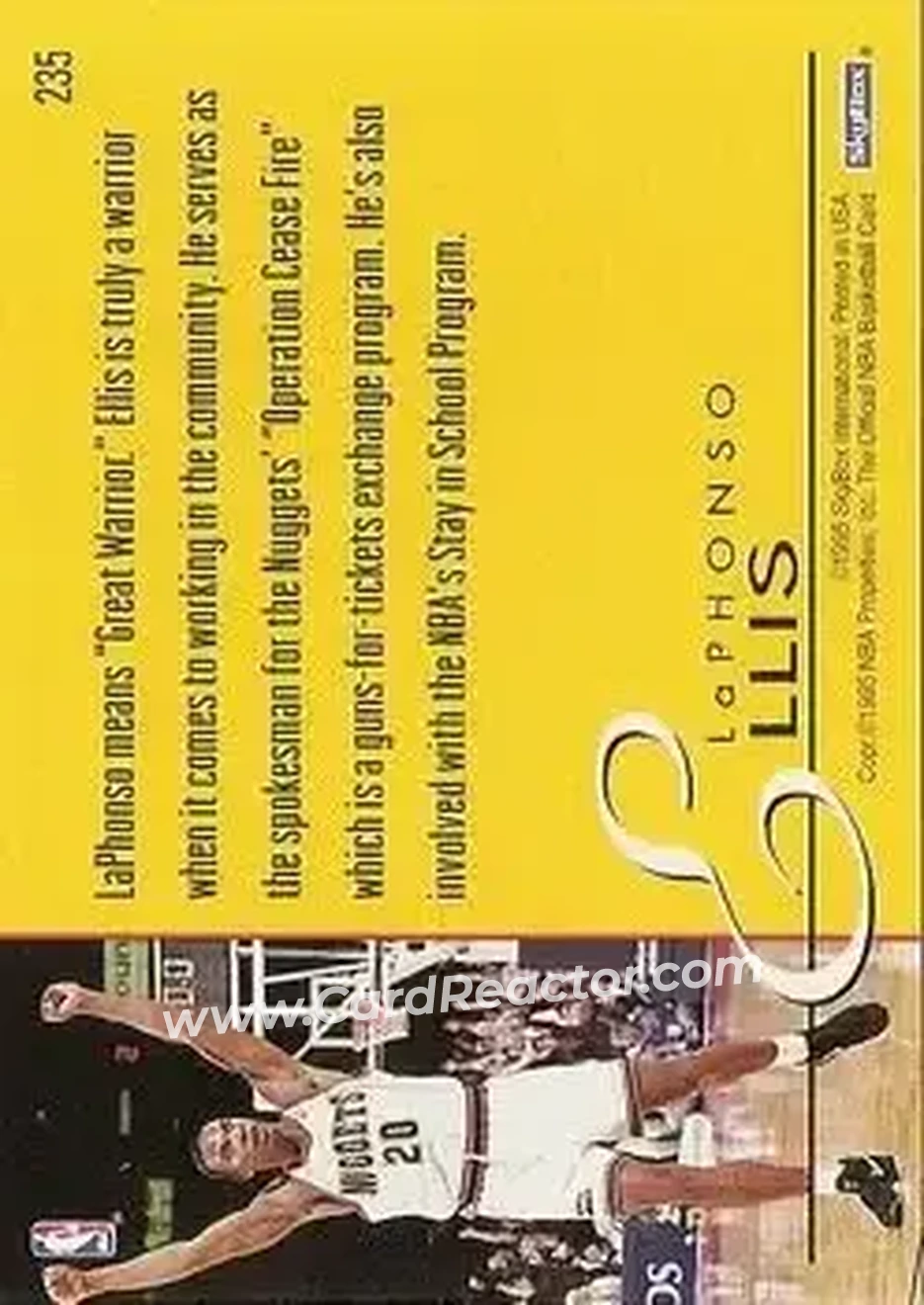 1995-96 Hoops #235 - LaPhonso Ellis - Denver Nuggets - Back
