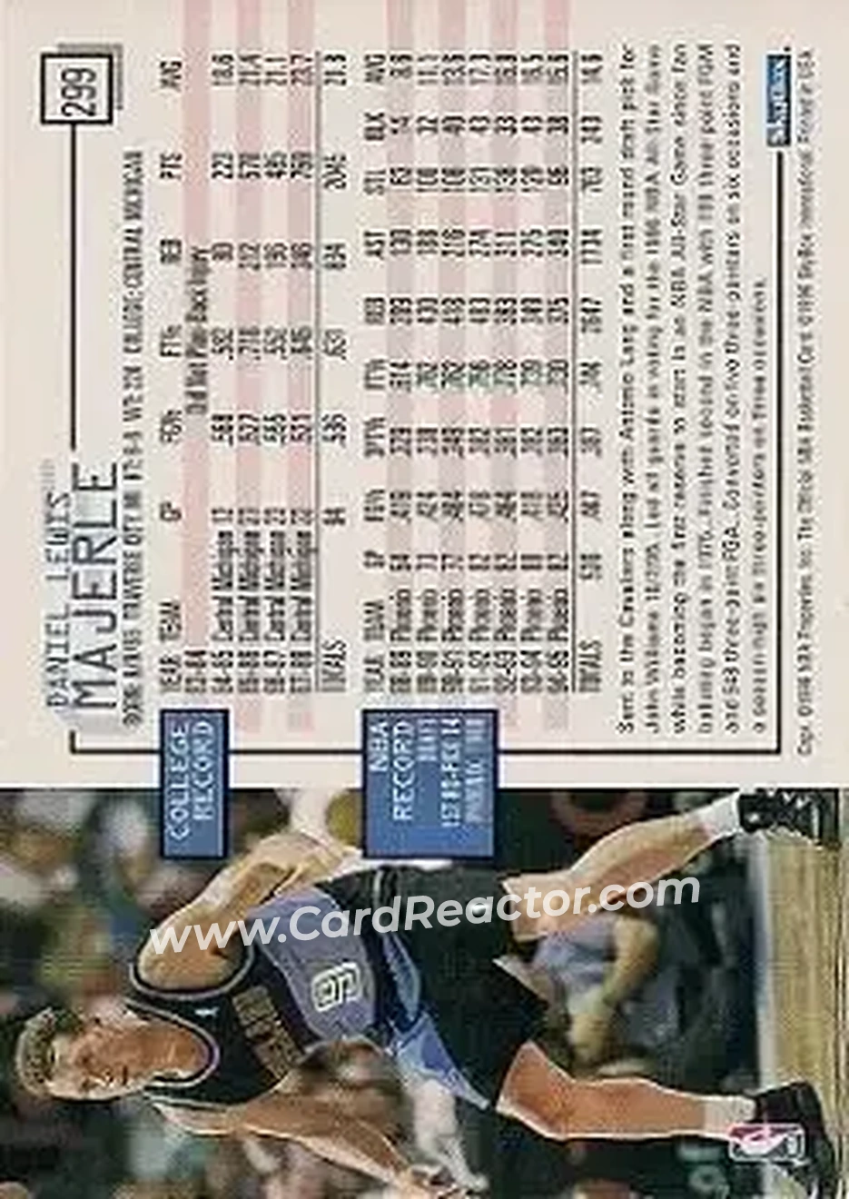 1995-96 Hoops #299 - Dan Majerle - Cleveland Cavaliers - Back
