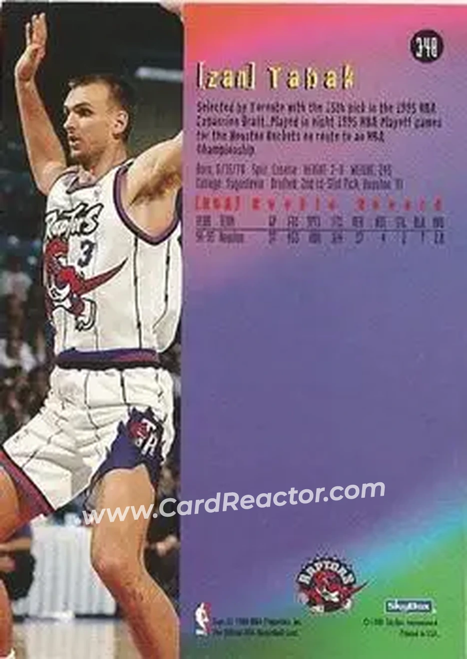 1995-96 Hoops #348 - Žan Tabak - Toronto Raptors - Back 1995-96 Hoops #348 - Žan Tabak - Toronto Raptors - Back