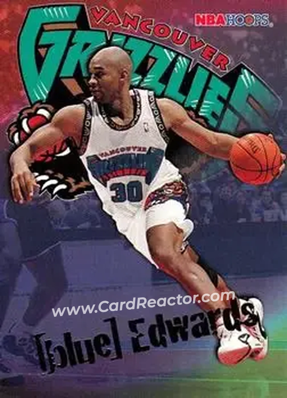 1995-96 Hoops #350 - Blue Edwards - Vancouver Grizzlies - Front