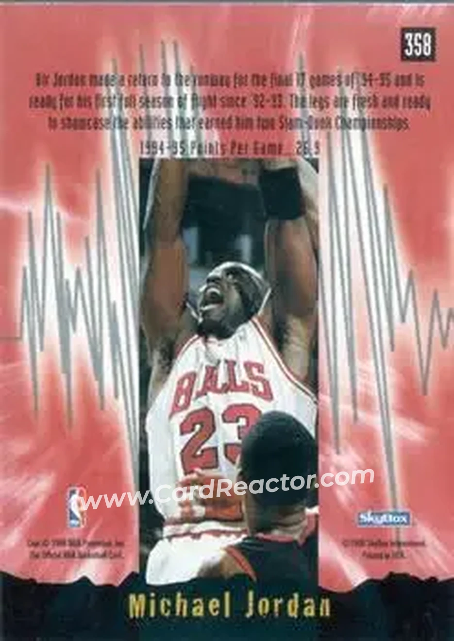 1995-96 Hoops #358 - Michael Jordan - Chicago Bulls - Back 1995-96 Hoops #358 - Michael Jordan - Chicago Bulls - Back
