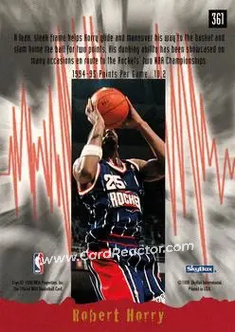 1995-96 Hoops #361 - Robert Horry - Houston Rockets - Back 1995-96 Hoops #361 - Robert Horry - Houston Rockets - Back