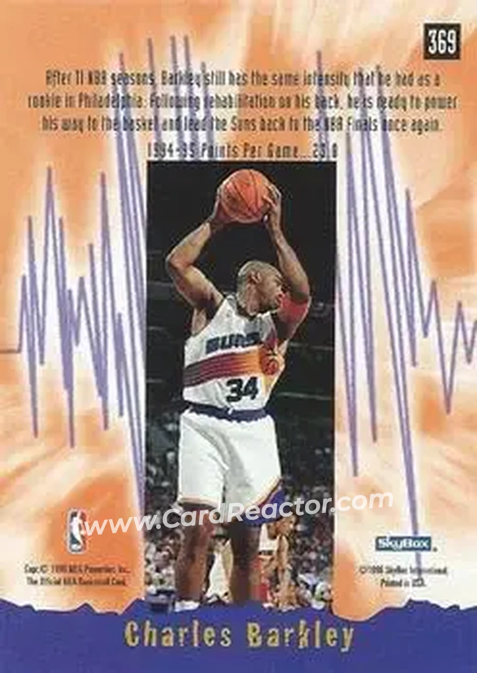 1995-96 Hoops #369 - Charles Barkley - Phoenix Suns - Back