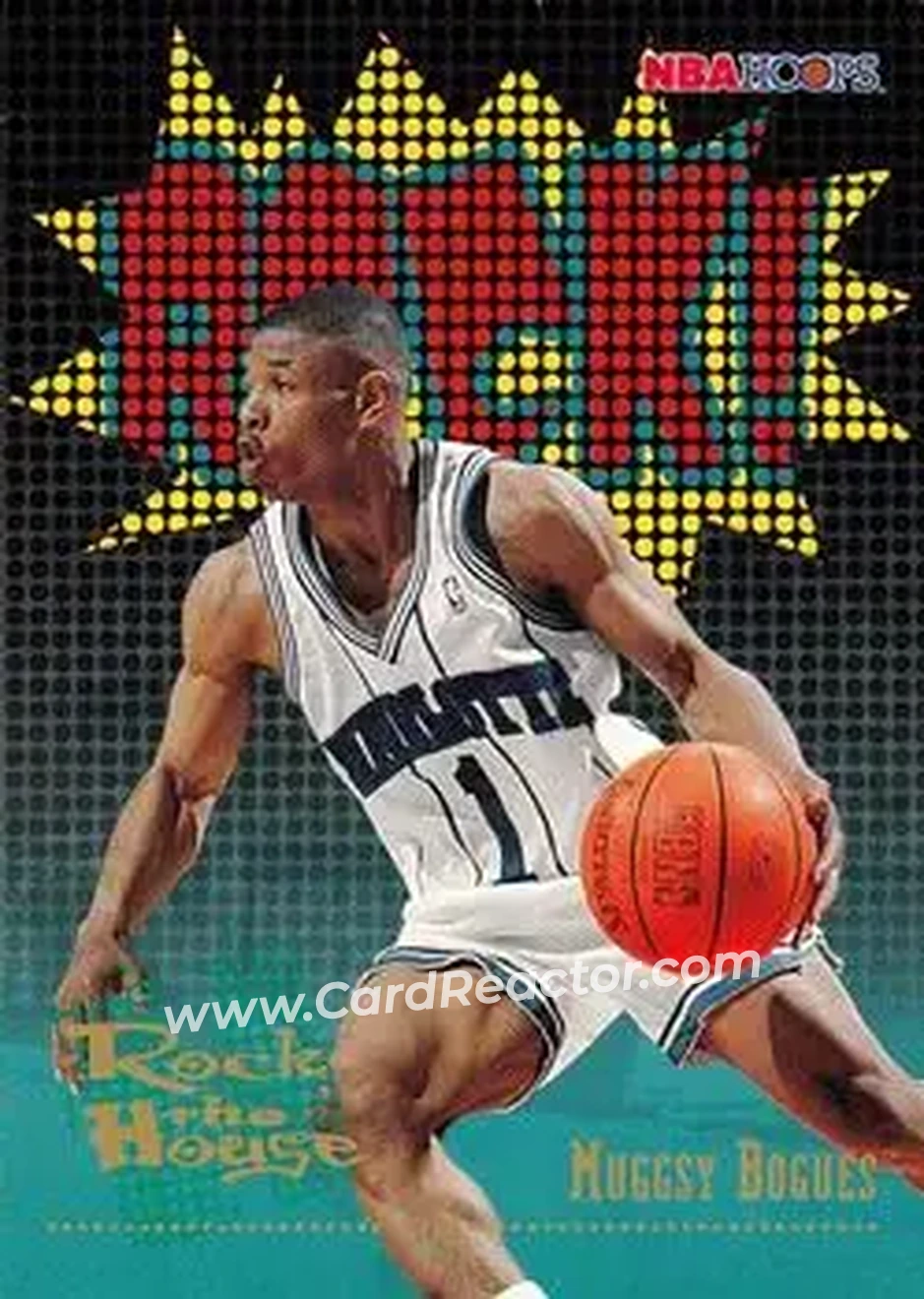 1995-96 Hoops #374 - Muggsy Bogues - Charlotte Hornets - Front