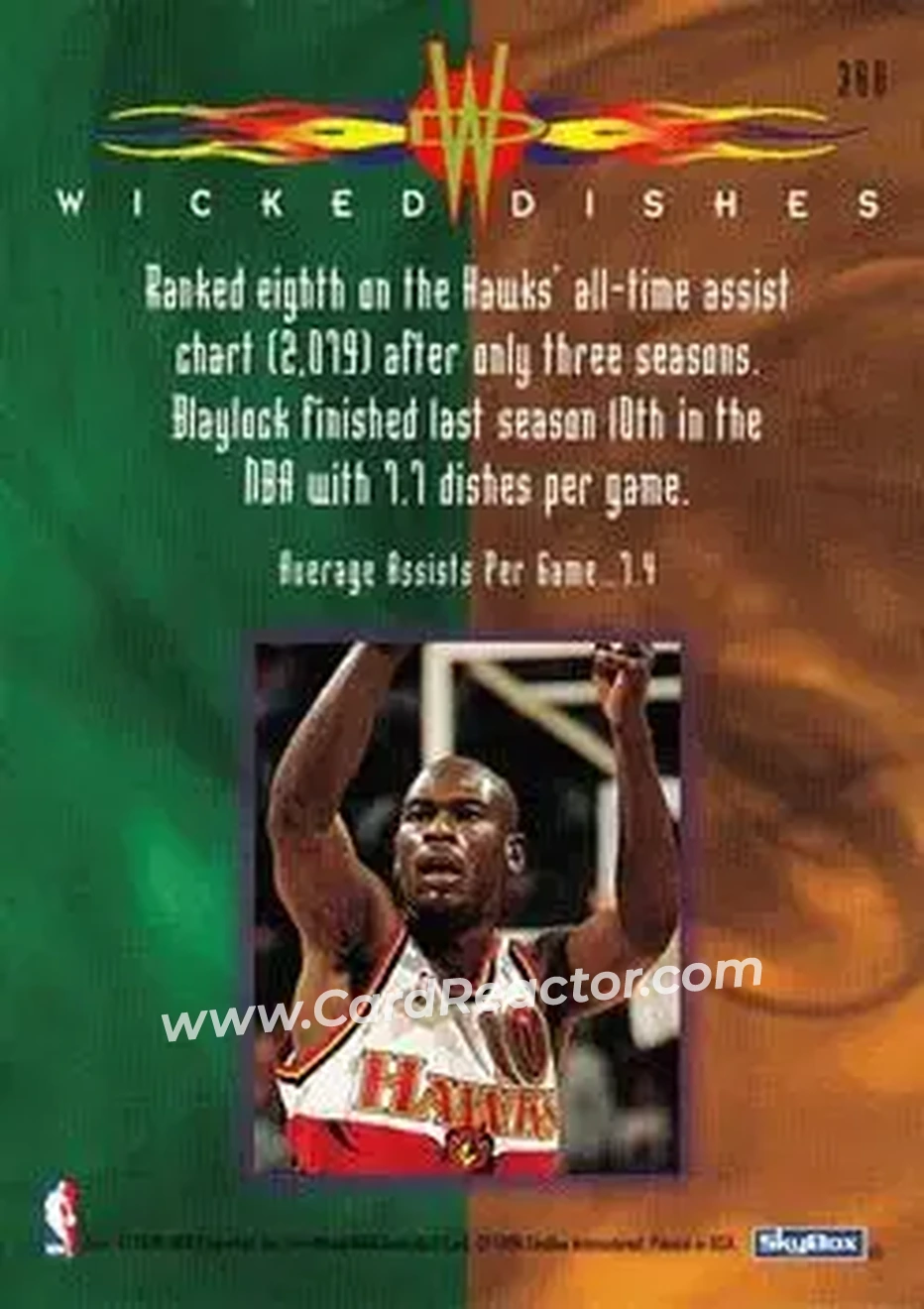 1995-96 Hoops #388 - Mookie Blaylock - Atlanta Hawks - Back