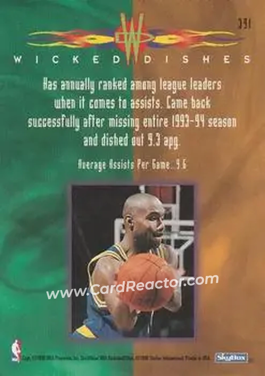 1995-96 Hoops #391 - Tim Hardaway - Golden State Warriors - Back