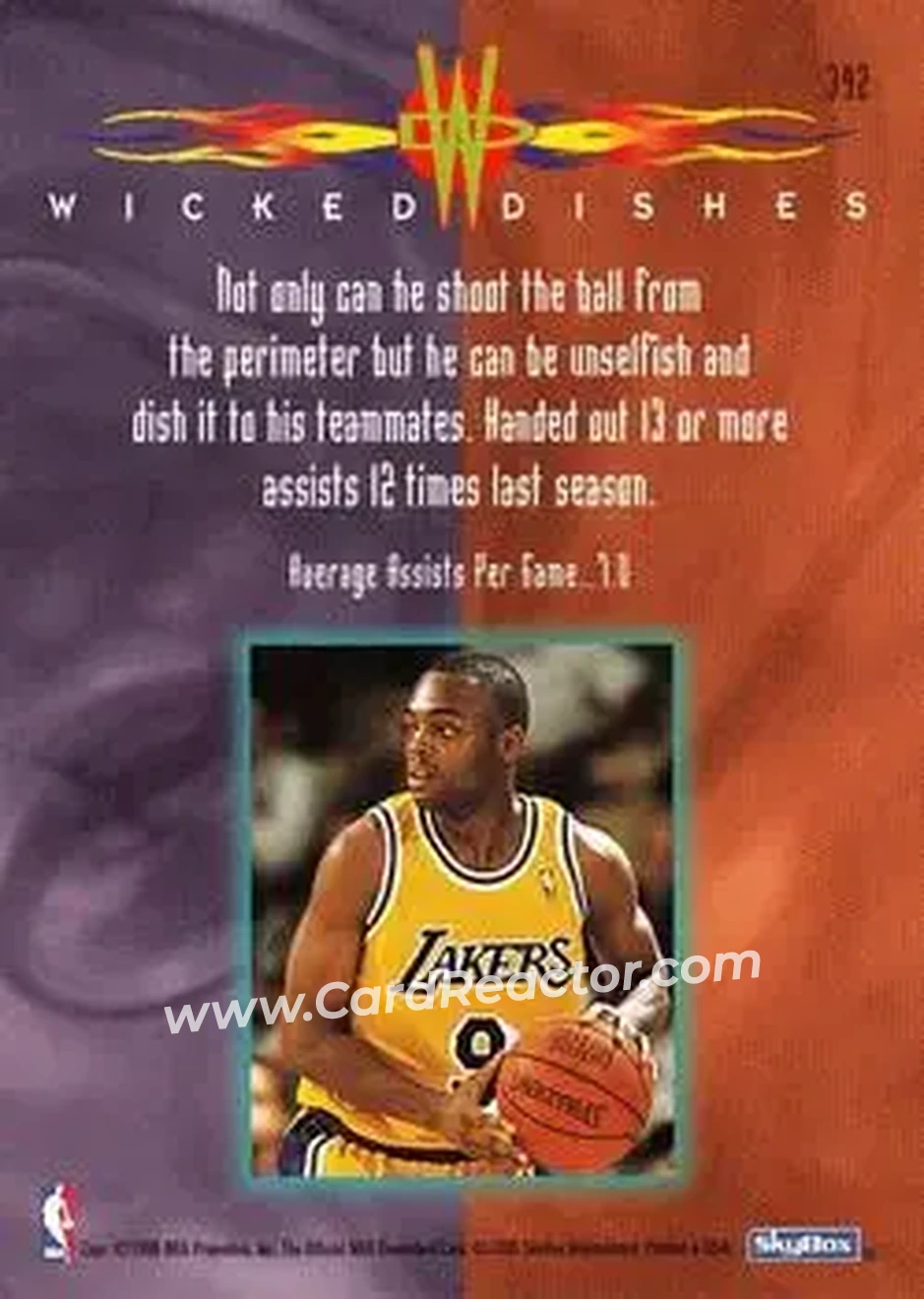 1995-96 Hoops #392 - Nick Van Exel - Los Angeles Lakers - Back